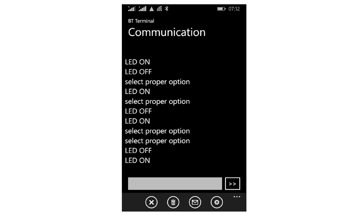 Bluetooth terminal window