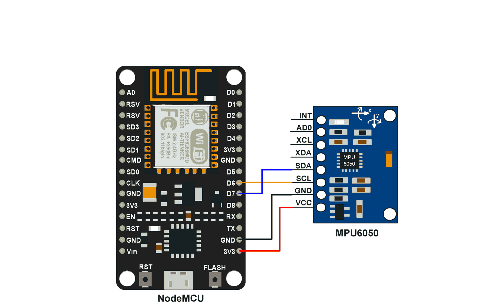 NodeMCU Interface with MPU6050