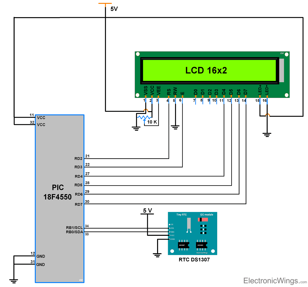 Ds1307 схема включения