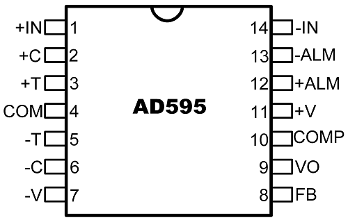 AD595 Instrumentation Amplifier Pin Diagram