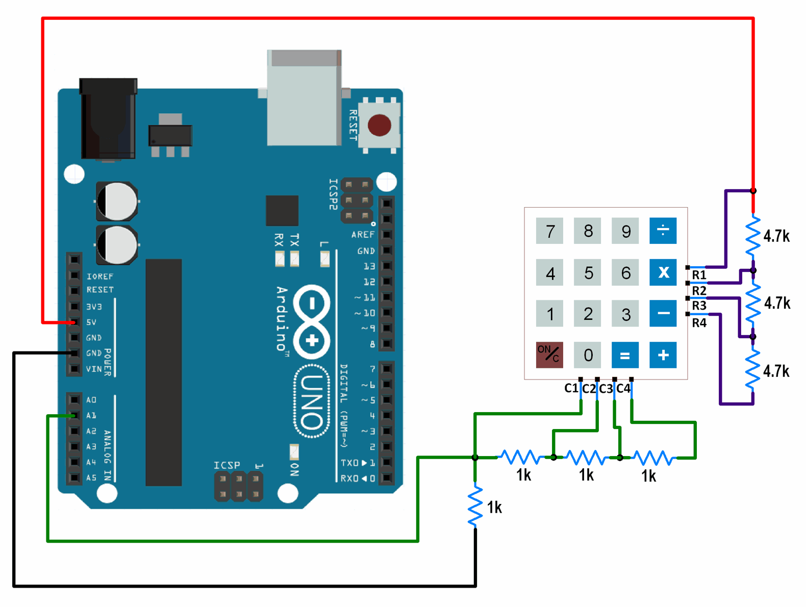 1-Wire Interfacing of Keypad with Arduino