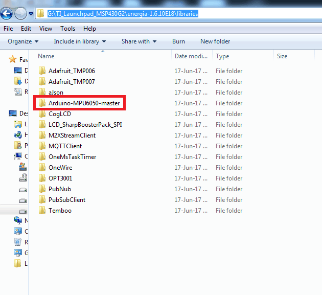 Adding Library the Energia IDE MSP430