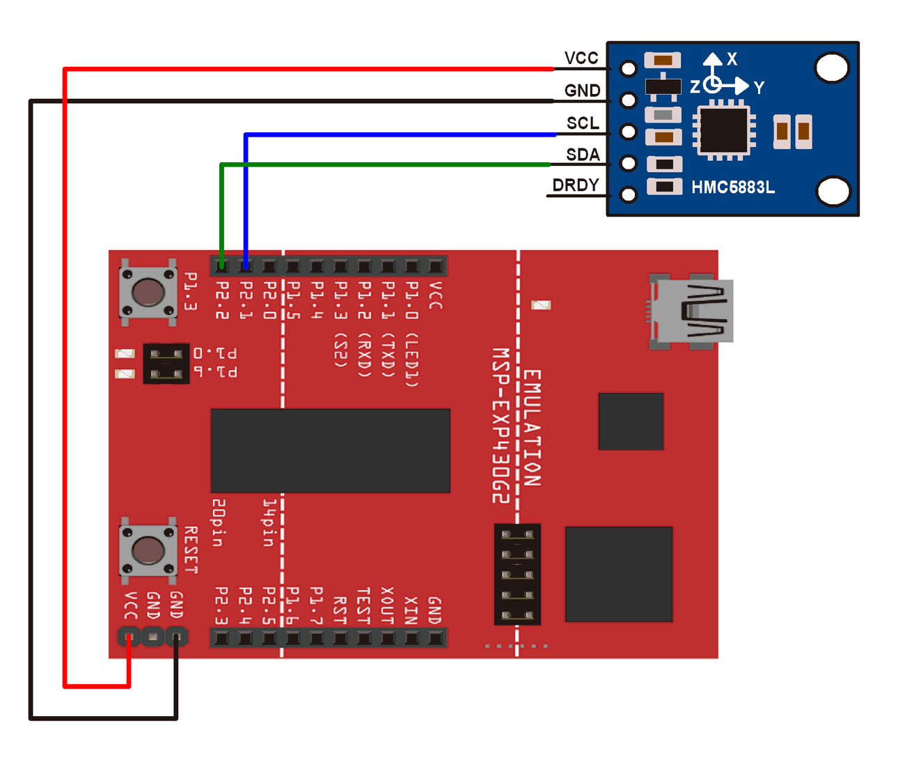 Interfacing HMC5883L Magnetometer Module With MSP-EXP430G2 TI Launchpad