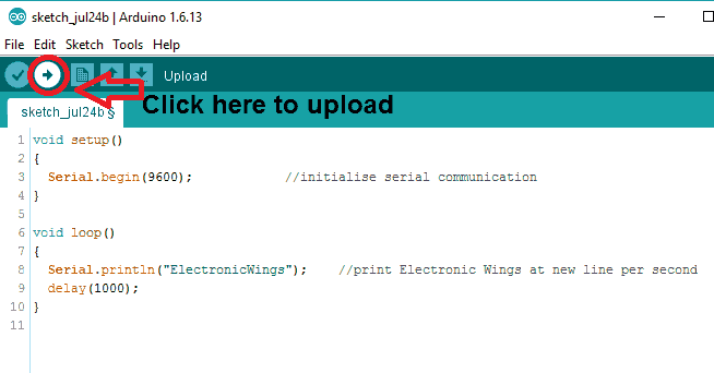 uploading arduino sketch