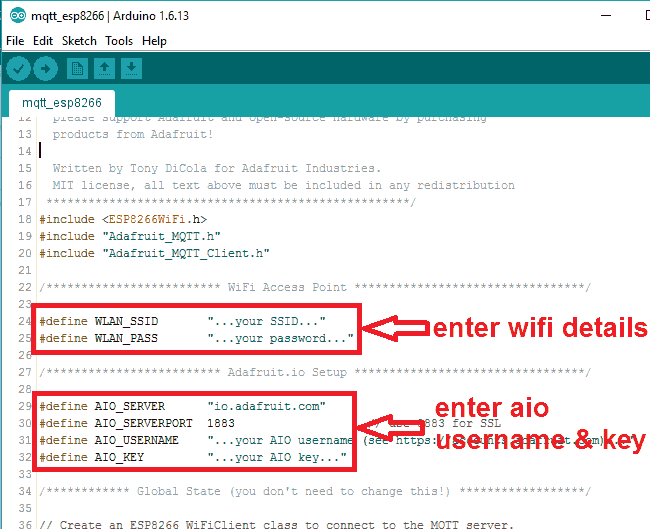 示例中的 mqtt esp8266 編輯