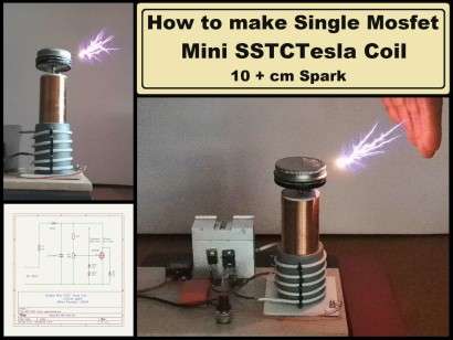 Single Mosfet Mini SSTC Tesla coil  with 10 cm Spark